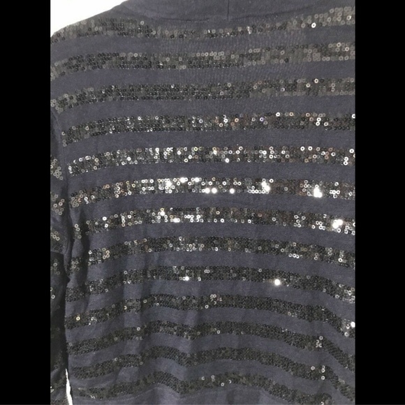 NWT Eliza J Open Sequin Stripe Cardigan Sweater Navy/Black [SZ‎ XL ] - Picture 7 of 8